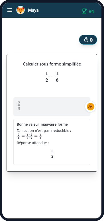 Vue élève sur téléphone